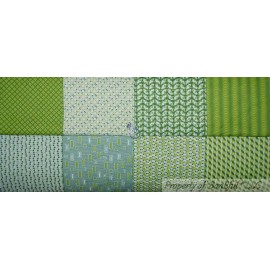 Shabby Chic BonEful Fabric FQ Cotton Quilt Green White Dot Stripe Calico Print Small Blender