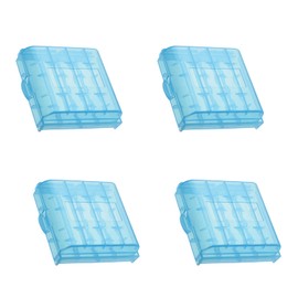 Heyiarbeit AA/AAA - Caja organizadora de batería de polipropileno, caja de almacenamiento para batería para llevar batería, color azul, 4 unidades