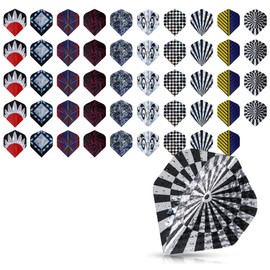 kwmobile Dart Flights 50 Pieces - Mixed Design Standard Flight Pack for Steel or Soft Tip Darts - 5 of Each Design/Color - Multicolor