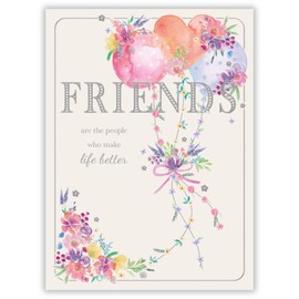 Noel Tatt Friend Birthday Card - Happy Birthday Card with Floral Balloons Design and Special Finishes - Birthday Card for Women
