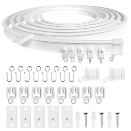 1m weiß Flexible Deckenvorhangschiene, Gebogene Vorhangschiene mit stummen Rollen，ideal für Duschfenster, Wohnmobil-Raumteiler, Privatsphäre und Heimdekoration