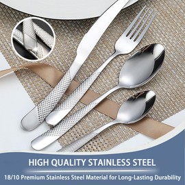 Gold Silverware Set, Caliamary 24 Pieces Flatware Set with Silverware Holder, Stainless Steel Knives and Forks and Spoons Cutlery Set Service for 6, Kitchen Utensil Tableware Set with Antiskid Handle