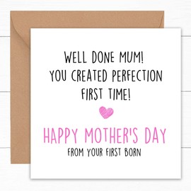 Felbridge Studio - Mothers Day Card - Funny Mother's Day Cards For Mum Mummy Ma Mammy Mother s - From Son Daughter First Born Child - Mothers Day Gifts - Present Wife Silly Humour Foster Step - 14cm …