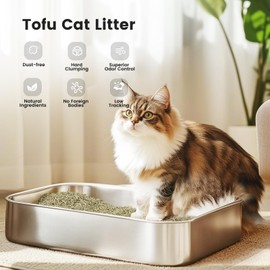 Gardner Pet Natural Tofu Cat Litter, Cat Litter with Green Tea Extract – Dust-Free, Fast Clumping, Flushable, and Odor Control for Multi-Cat Homes, 6lbs