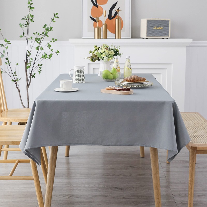 Demetex Grey Fabric Table Cover Modern Wrinkle Free Tablecloth 152cm