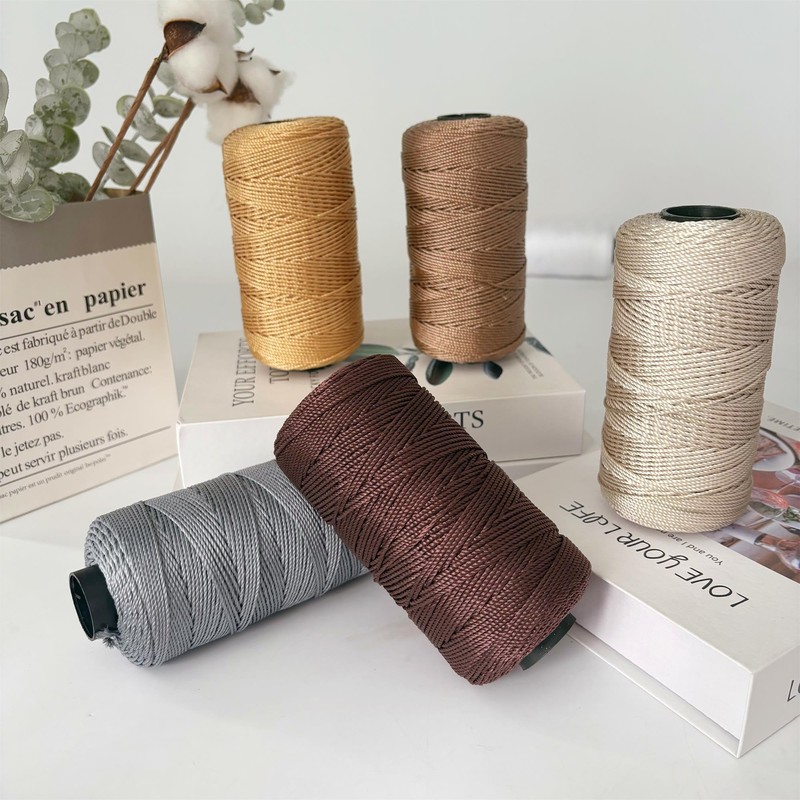 1 Pack Silk Yarn-100% Nylon for Crocheting Summer Hat，Bag,3ply,120g, Khaki