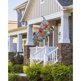 Patriotic Cardinal Flags for Outside 3x5ft Red Blue Bird Flowers Wooden Independence Memorial Day Double Sided Waterproof Flag 4th of July Banner Flags for Porch Yard Garden Outdoor Decorations