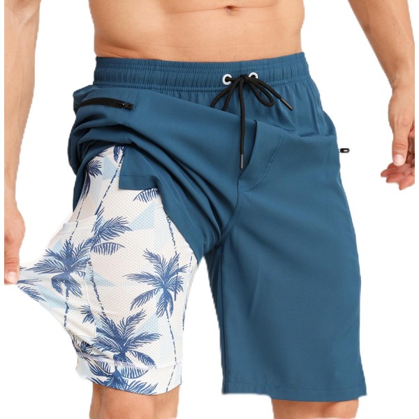 APTRO Swimming Shorts Men Swim Trunks with Compression Liner 2