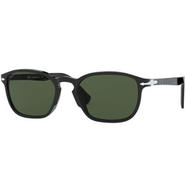 Persol PO3234S Square Sunglasses, Black/Green, 54 mm
