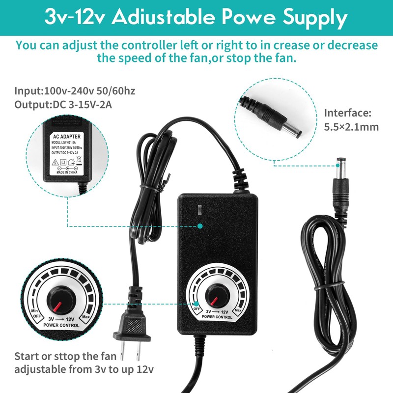 4 in 1 320x80x25mm AC 115V/220V Variable Speed Cooling Fan