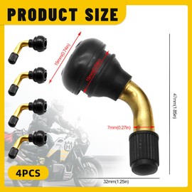 HABNI Pack of 4 90 Degree Roller Valve Brass Tubeless Valve Angle Valve Brass Snap-in for Cars, Motorcycles, Bicycles & Scooters
