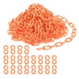 PATIKIL Plastic Chain Links, 45 Feet Safety Chains, Orange Plastic Chains Large Plastic Chain Long for Barriers, Crowd Control, Queue Lines, Parking, Fences, Gate, Concerts