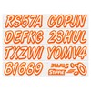 STIFFIE Whipline Solid White/Orange 3" Alpha-Numeric Registration Identification Numbers Stickers