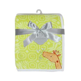 Danica Super Soft Coral Fleece Baby Blanket, 40" X 30" Cozy, Comfortable & Warm (Lemon Green Giraffe)