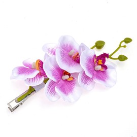 2PCS Hawaiian Orchid Flower Hair Clips Flowers Alligator Clips Hairpins Holiday Travel Wedding Decoration Hair Accessories For Women Lady Bridal (White,Purple, 2PCS)