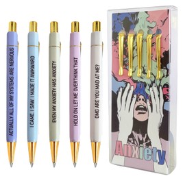 Jxueych Anxiety Relief Ballpoint Pen Set | Motivational & Humorous Quotes for Stress Management | Office & Daily Use