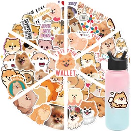 50 Packs Pomeranian Stickers Water Bottles Laptop Phone Motorcycle Computer Guitar Skateboard Hydroflasks Pomeranian Vinyl Sticker Waterproof Aesthetic Trendy Decals for Teens Girls Adults
