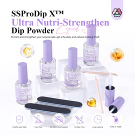 SAVILAND Dipping Powder Liquid Set: 15ml Nail Dipping Liquid Set Basis&Decklack/Pinselschoner/Nagelwerkzeug,SSProDip X™ Healthy Dipping Powder Nagelset für French Nägel
