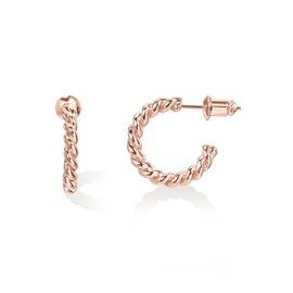 PAVOI 14K Gold Plated 2.5mm Twisted Rope Round Hoop Earrings (16 Millimeters, Rose Gold Plated)