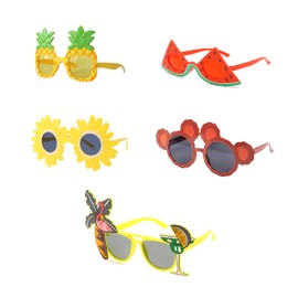 5 Pairs Party Sunglasses, Funny Hawaiian Glasses, Bulk sunglasses Photo Booth Props Hawaiian Party Summer Beach Supplies