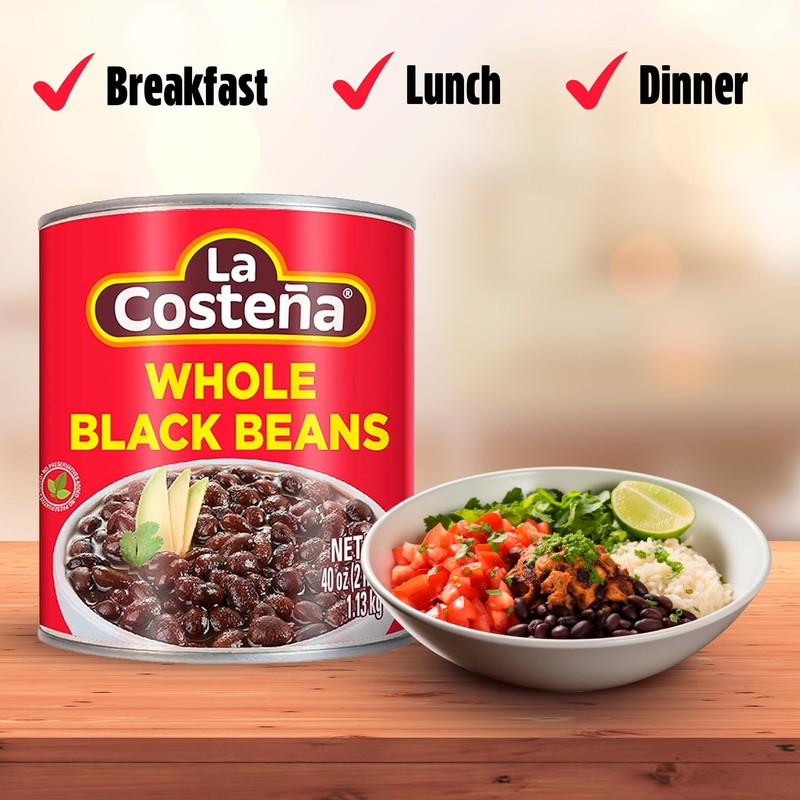 La Costeña Whole Black Beans - Ready-to-Eat Canned Black Beans