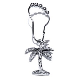 NEW ITEM Palm Tree set of 12pcs Shower Hook Add-on - Antique Silver Electroplate Finish Free roller bead chrome Shower Curtain Hooks with Purchase