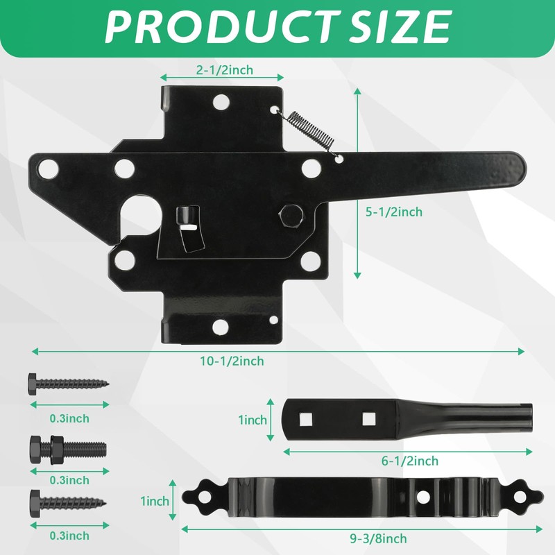 Wmebee Heavy Duty Self-Locking Gate Latch for Wooden Fence, Post