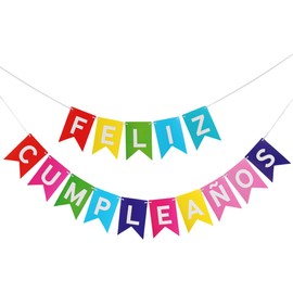 Feliz Cumpleaños Geburtstagsgirlande Spanische Geburtstag Spanische Girlande Geburtstagsdeko Girlande für Geburtstagparty（Farbe）