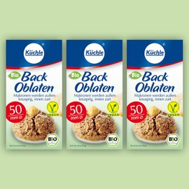 Küchle Round Baking Wafer Paper Organic Vegan 50 mm 37 g per Pack of 3 Edible Paper for Baking Macaroons and Gingerbread