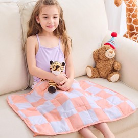 yescool Weighted Lap Blanket 2 Pounds Cooling Weighted Lap Pad, Plaid Small Weighted Blanket, Pink Weighted Throw Blankets for Travel Indoor Outdoor, 20"x30"