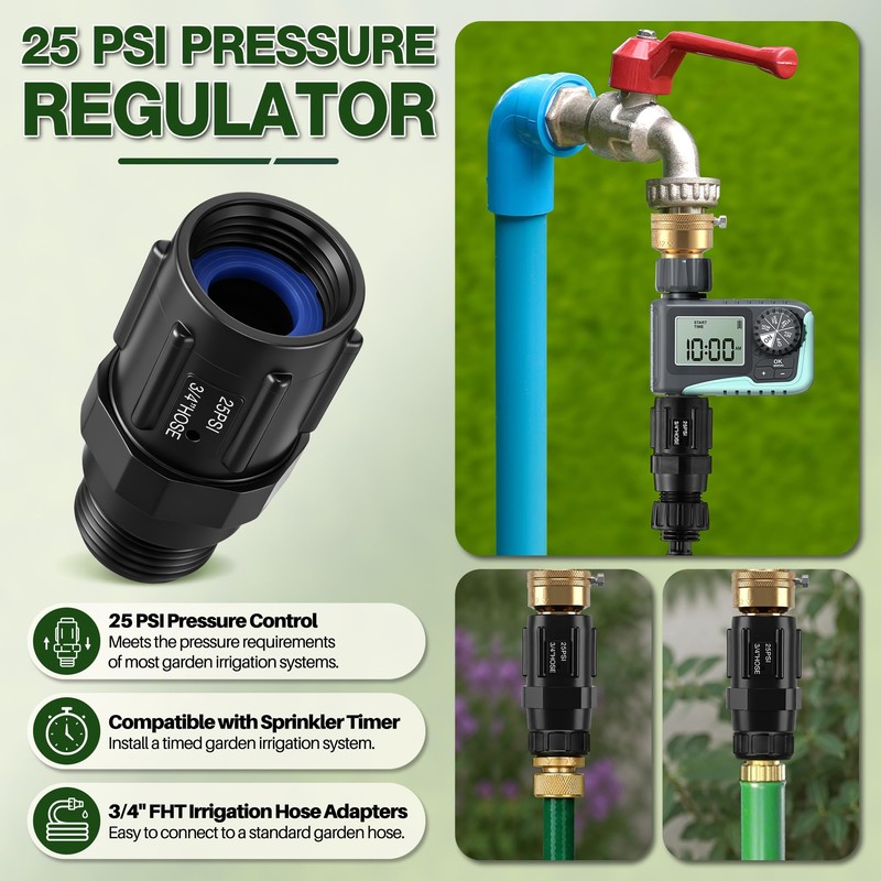 Gulfmew 2 Set 25 PSI Drip Irrigation Faucet Adapter Kit,
