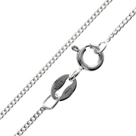 SilverAmber Jewellery Fine 925 Silver Italian Curb Chain with Diamond Cut - 1 mm - Women's Necklace Silver in 36-62 cm GCH009, Sterling Silver