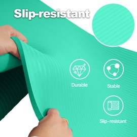 【Updated】Yoga Mat, 1/2-Inch Extra Thick High-Density Cushioned Non-Slip Anti-Tear Exercise Mat for Gym & Workout with Carry Strap - Multi-Purpose Fitness Mat for Men & Women - 71"L x24"W, Aqua