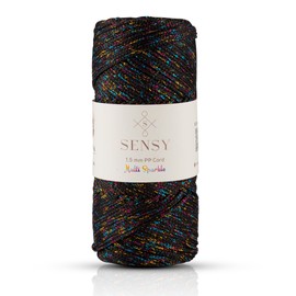 Sensy - Cuerda de poliéster brillante de 1,5 mm, 164 yardas, 90% polipropileno, 10% poliéster, cordón de macramé, cordón de ganchillo, cuerda de macramé, hilo de ganchillo, regalo para tejer, color
