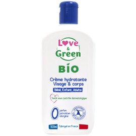 Love & Green - Feuchtigkeitscreme für Gesicht/Körper, Bio, 0% 500 ml, hergestellt in Frankreich