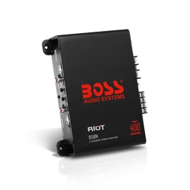 BOSS Audio Systems R1004 Riot Series 4 Channel Amplifier Car Audio - Class A/B, 400 High Output, 2-8 Ohm Stable, High/Low Level Inputs, Full Range
