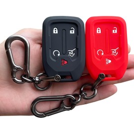 TANDRIVE - Funda para llavero GMC Acadia Terrain Denali, Sierra Chevy Silverado, silicona negra y roja 2024-2017