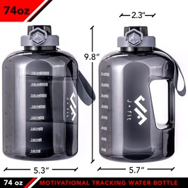 JFIT Plastic Water Bottle, 74 oz Black