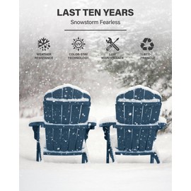 YEFU Oversized Adirondack Chair with Cup-Holder,Plastic Outdoor Fire Pit Chair, Weather Resistant, Poly Lumber Chair, Used in Patio, Lawn, Deck,Heavty Duty,Weight Capacity 450lbs-Navy Blue