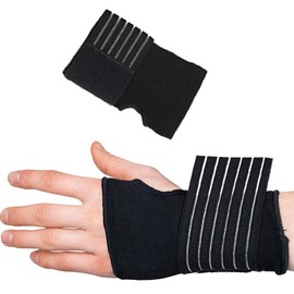 Elastic Wrist Support with Strap, Breathable Wrist Support, Carpal Tunnel Wrist Support for Sprains, Injury, Arthritis Pain, Men, Women (Black)