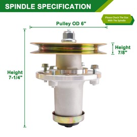JSXDNWYJ 539112170 Spindle 539113300 Pulley Fit for Hus qvarna Mower Spindle Assembly Compatible with Hus qvarna MZ61 MZ6125 MZD61 EZ6124 FD61M MZ 28 ZT BF MZ6125C MZ6128BF MZ61 EZ5224 Mower (1Pack)