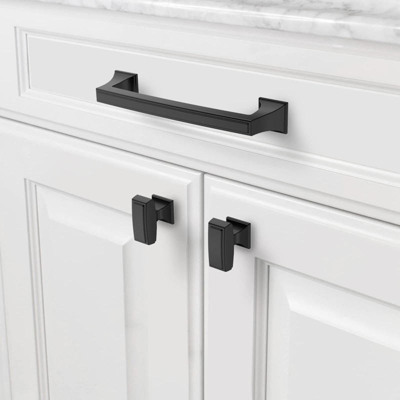 Asidrama 6 Pack 5 Inch(128mm) Matte Black Kitchen Cabinet Handles,