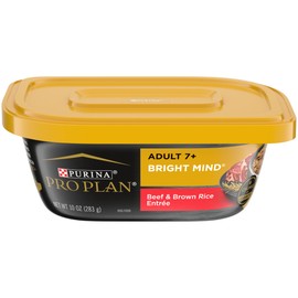 Purina Pro Plan Senior Wet Dog Food, BRIGHT MIND 7+ Beef and Brown Rice Entree - (Pack of 8) 10 oz. Tubs
