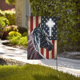 ZMAMei Patriot Horse American Garden Flag 12.5""X18"" Inch Double-Sided Patriotic Garden Flag Vibrant Color Outdoor Decor Yard Sign