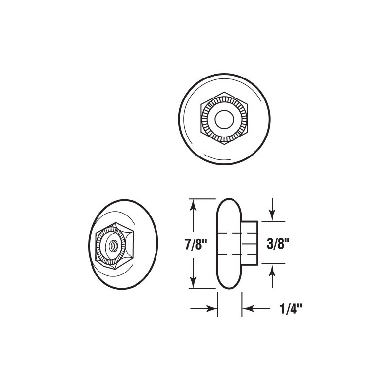 Prime-Line M 6153 7/8 In., Nylon, Tub Enclosure Oval Edge