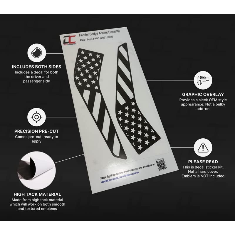 Decal Concepts American Flag Flat Black Fender Badge Emblem Accent