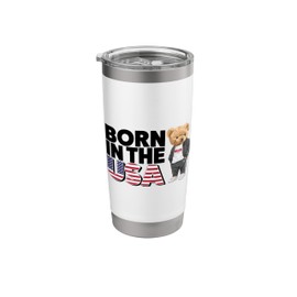 Proud Born in the USA Teddy Bear Graphic Cartoon Cool Design Stainless Steel Insulated Tumbler