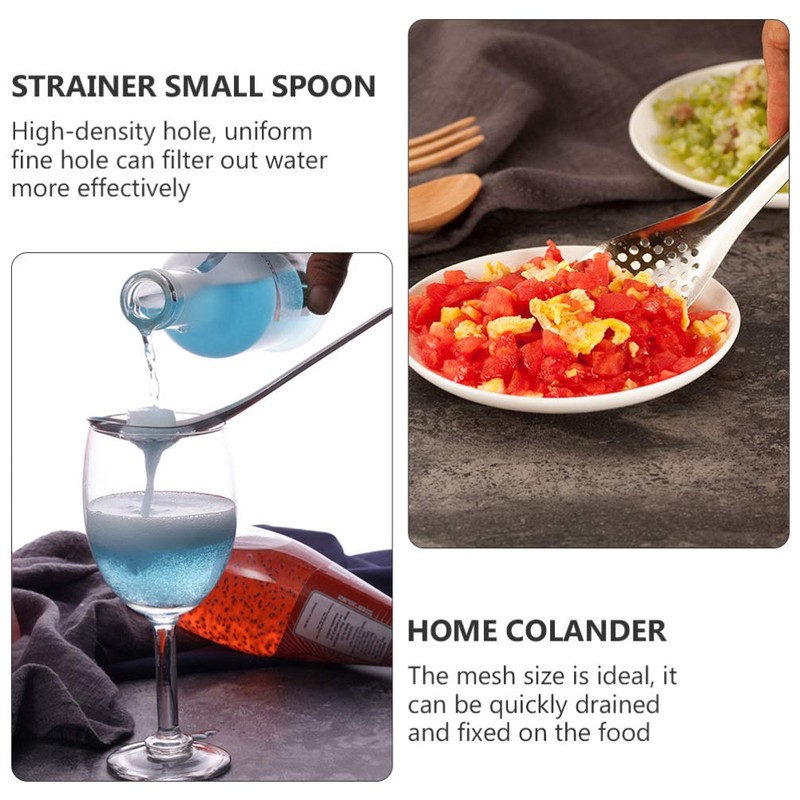 jojofuny 2Pcs Small Slotted Spoons Spherification Spoon Durable Stainless Steel