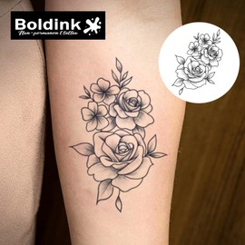 Boldink Temporary Tattoos, semi permanent tattoos, 15-day long lasting tattoo sticker, waterproof and anti-reflective, unique design（Flowers 8）