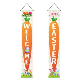 Easter Egg Couplet Festival Decorative Porch Curtain Easter Couplet Flag with A Pole
